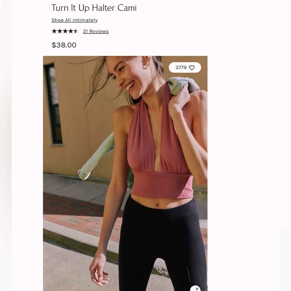 NWT Turn It Up Halter Cami- Rose Rasin